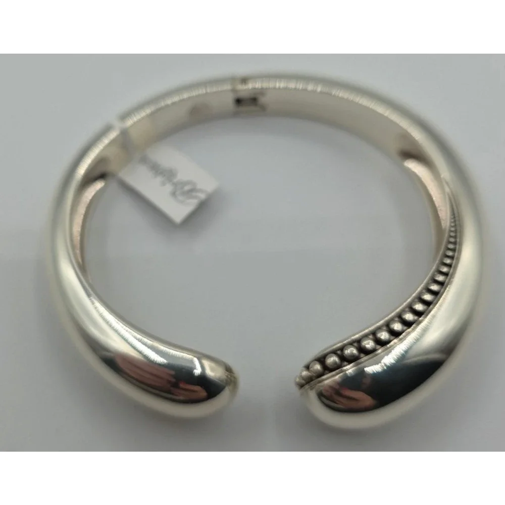 Brighton Silver Plated Pretty Tough Droplet Hinged Bangle Bracelet Jewelry New - Picture 2 of 5